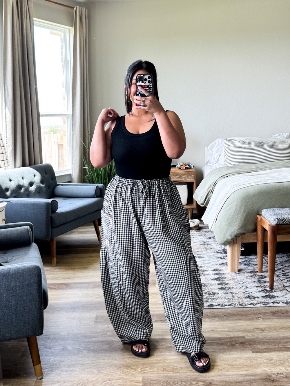 TARSE Womens Linen Wide Leg Striped Pants